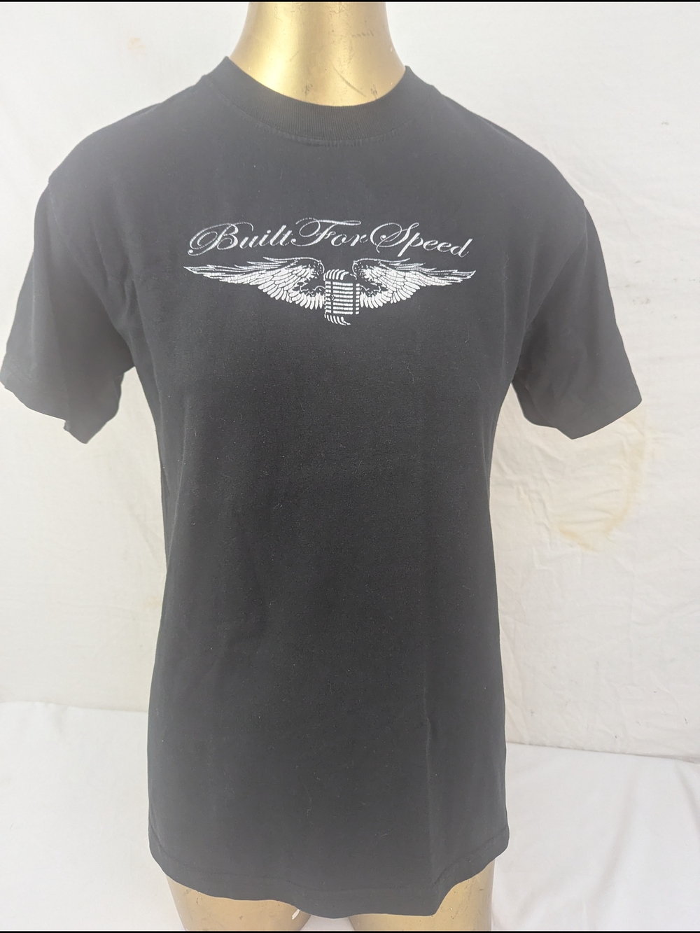 Built For Speed Black Short-Sleeve Tee with White  Wing Graphic